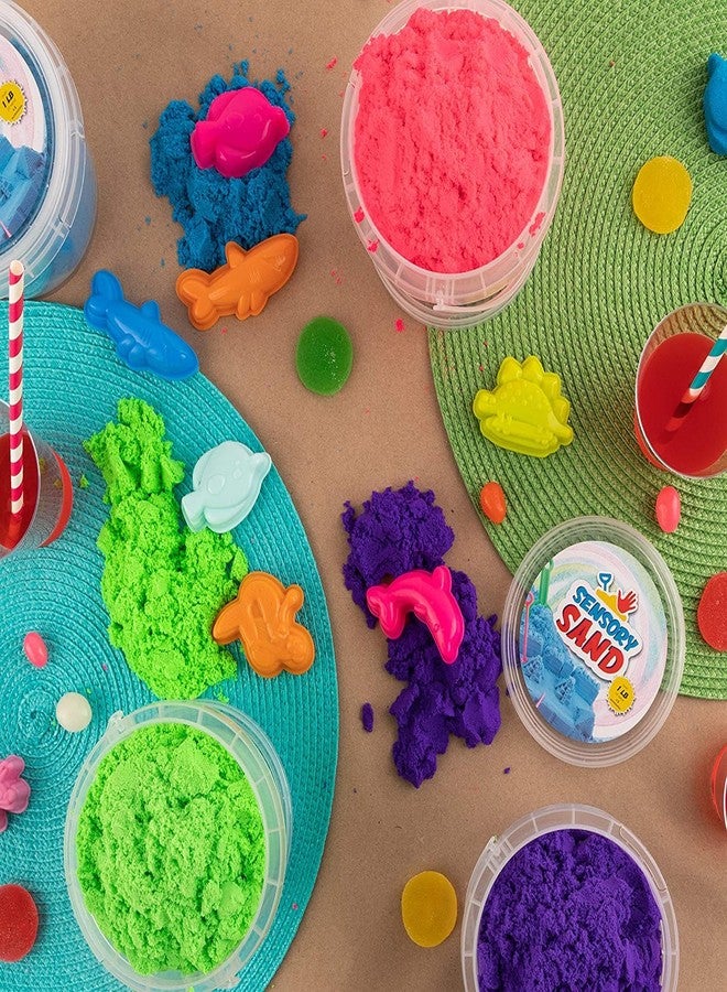 KARTUNBOX Space Sand Set with Coloured Sand, with Free 10 Different Shapes Moulds, Plastic Box, and Mat, Smooth Sand for Kids, Indoor Playing Moldable 1 Kg Sand (No Toxic) - Image 4